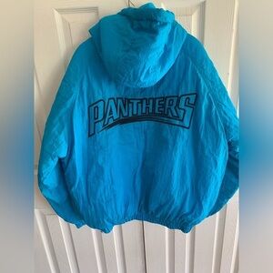 Men's L. Official Fan Sportswear NFL Carolina Panthers Blue‎ Puffer Coat 90s Y2K